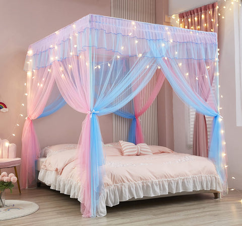 Mengersi Rainbow Canopy fabric in bright tones ready for bedroom use.