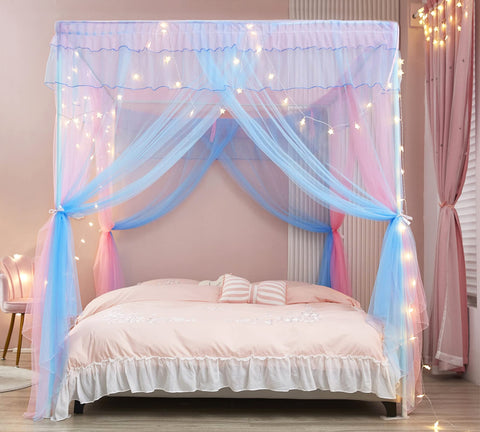 Mengersi Rainbow Canopy enhances a princess room idea with colorful netting.