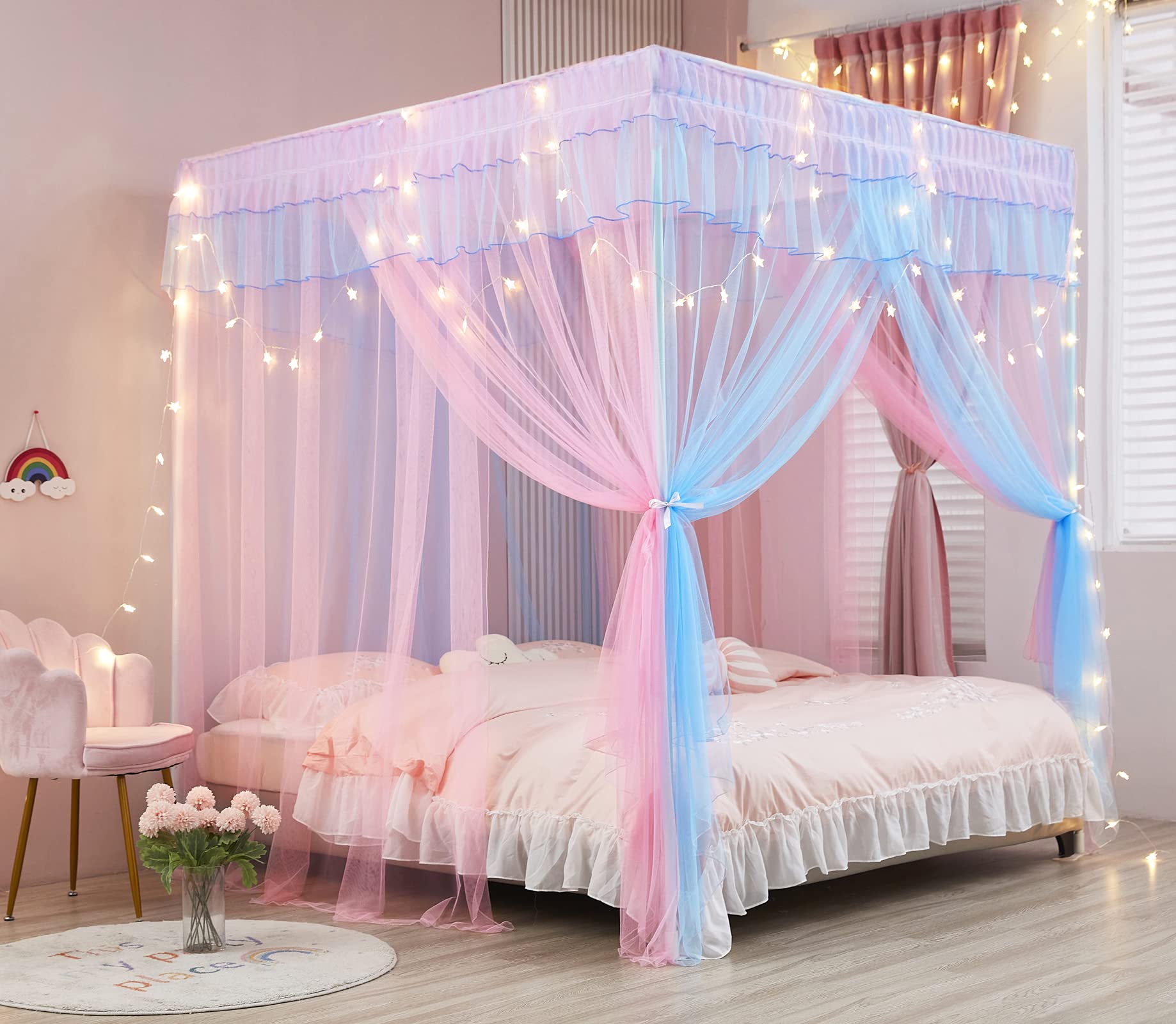 Ribbon accents included for decorative customization with the canopy.