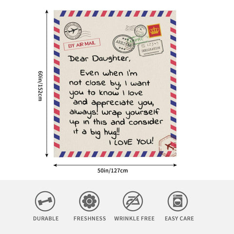 Menghao blanket engraved with Dear Daughter message makes a heartfelt gift