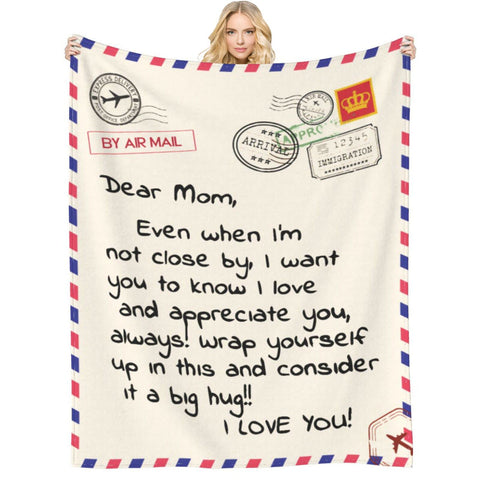 Menghao Dear Mom blanket with engraved text, a heartfelt gift.