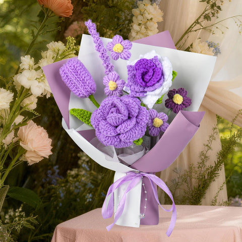 MengxFly elegant purple arrangement offers timeless charm for desks or shelves.