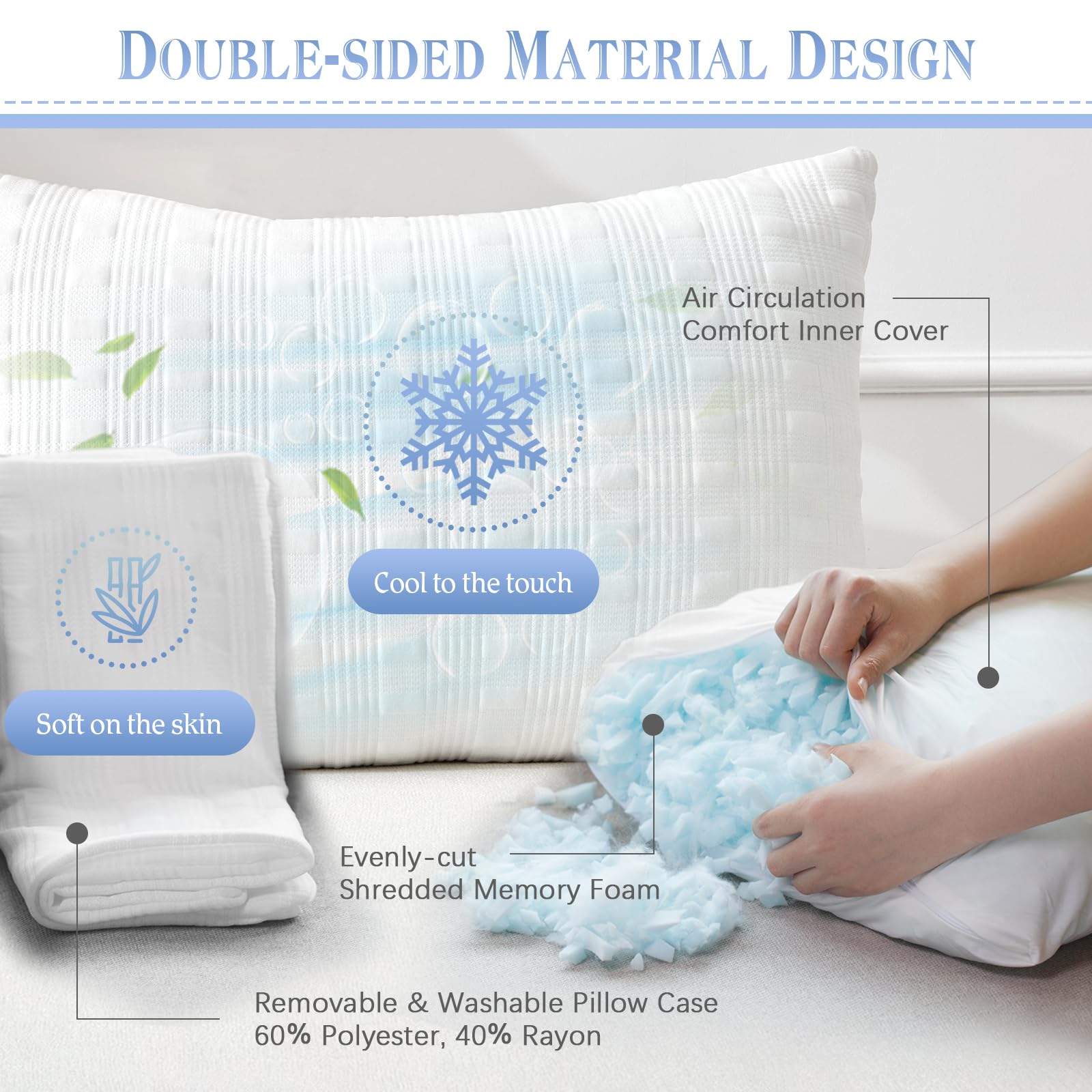 Meoflaw dual-sided fabric close-up highlighting breathable surface for heat relief.