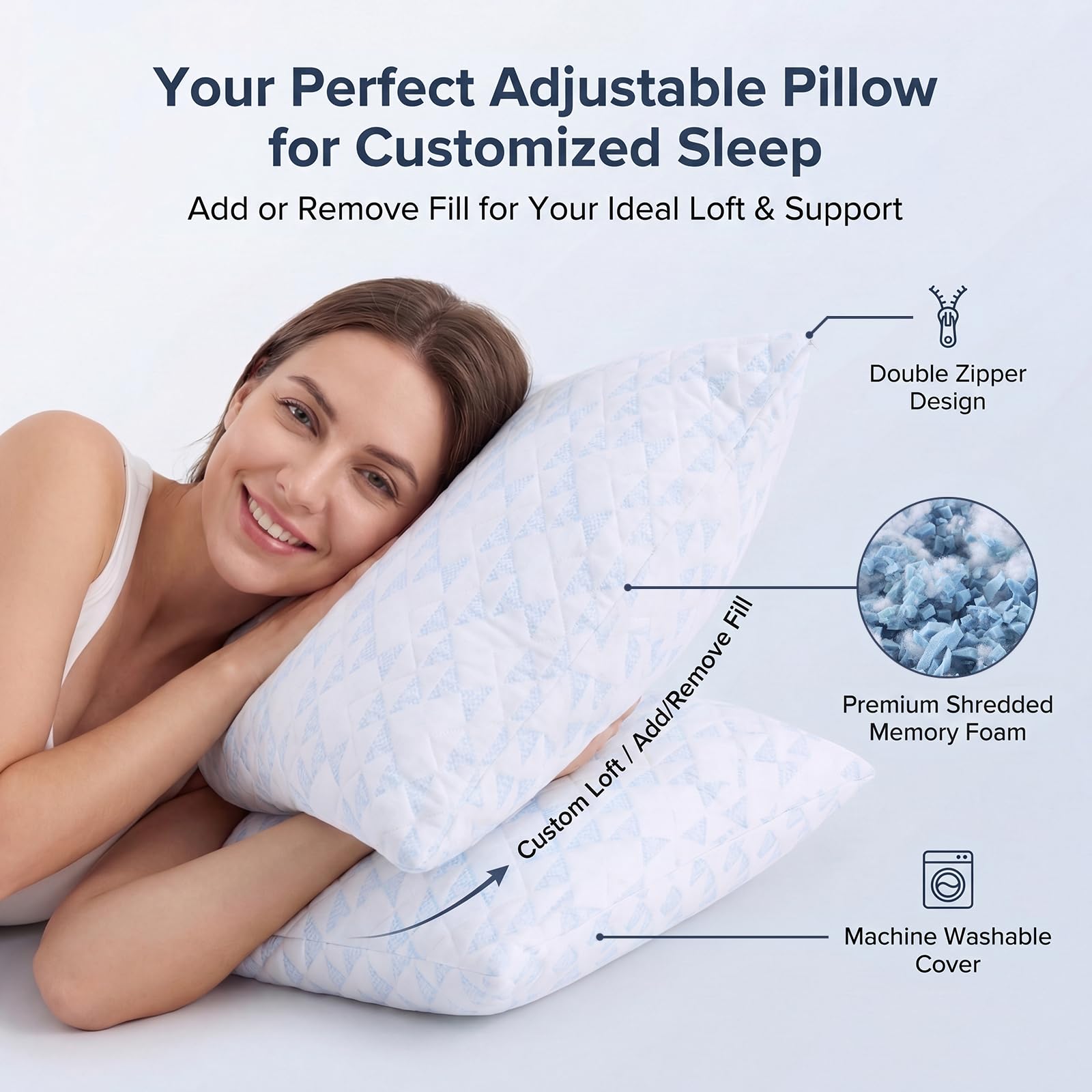 Meoflaw king size two-pack pillow offering neck and shoulder support.