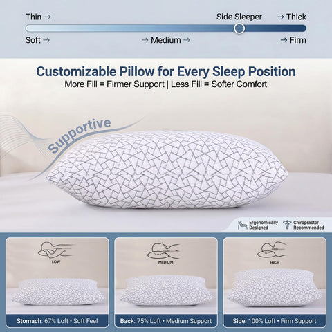 Meoflaw queen-size pillow suitable for all sleep positions and body types.