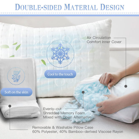 Meoflaw shredded memory foam fill pillow for balanced support