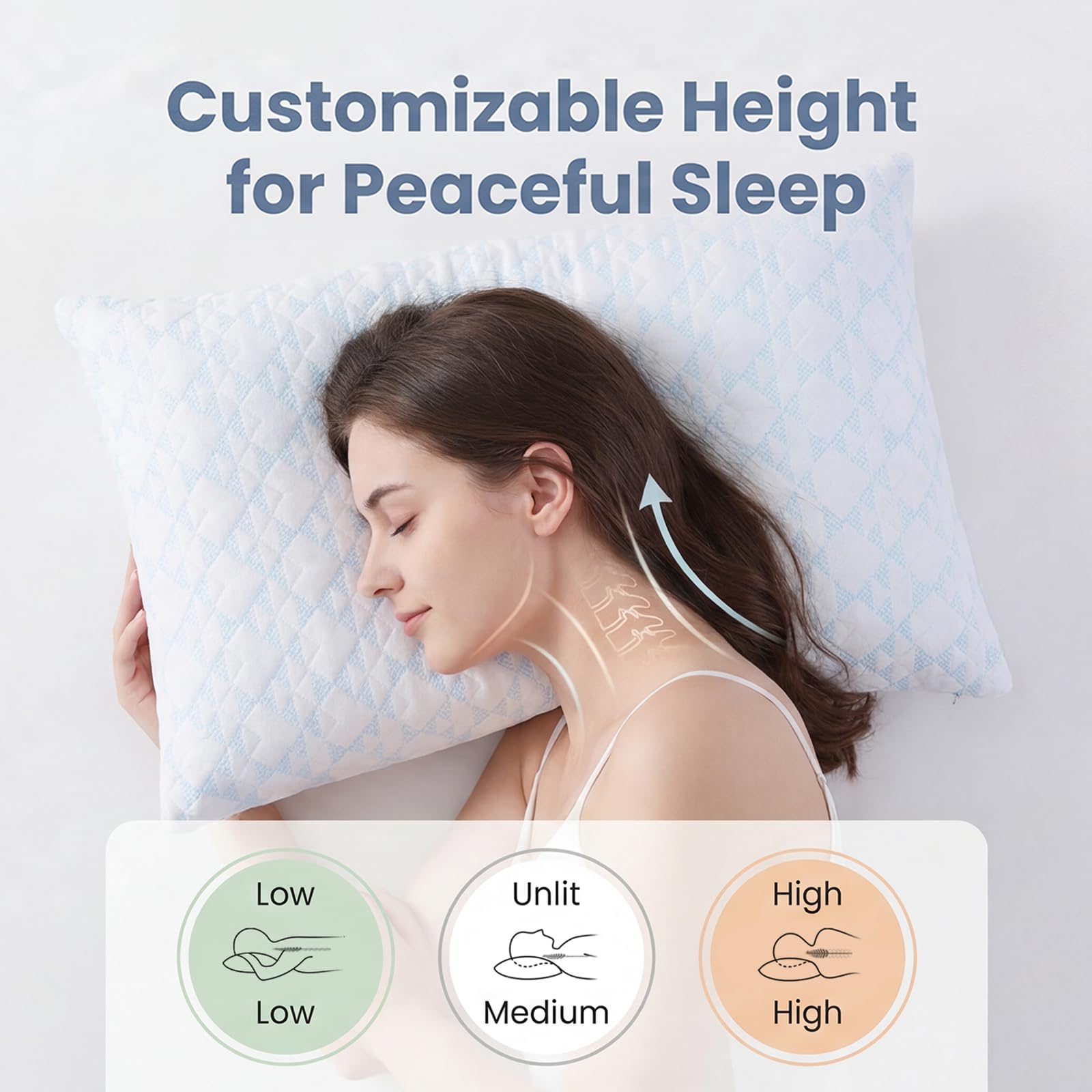 Removable washable pillowcase on Meoflaw pillow for easy care.