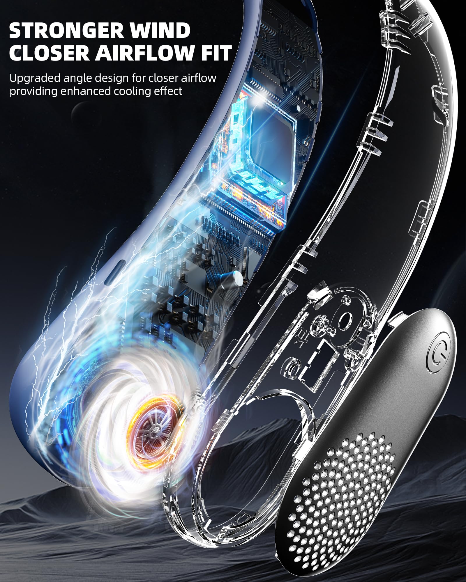 Meonov neck fan with 3 speeds and a 4000mAh battery for extended use.