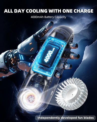 Meonov neck fan built-in 4000mAh battery powers long-lasting cooling sessions.
