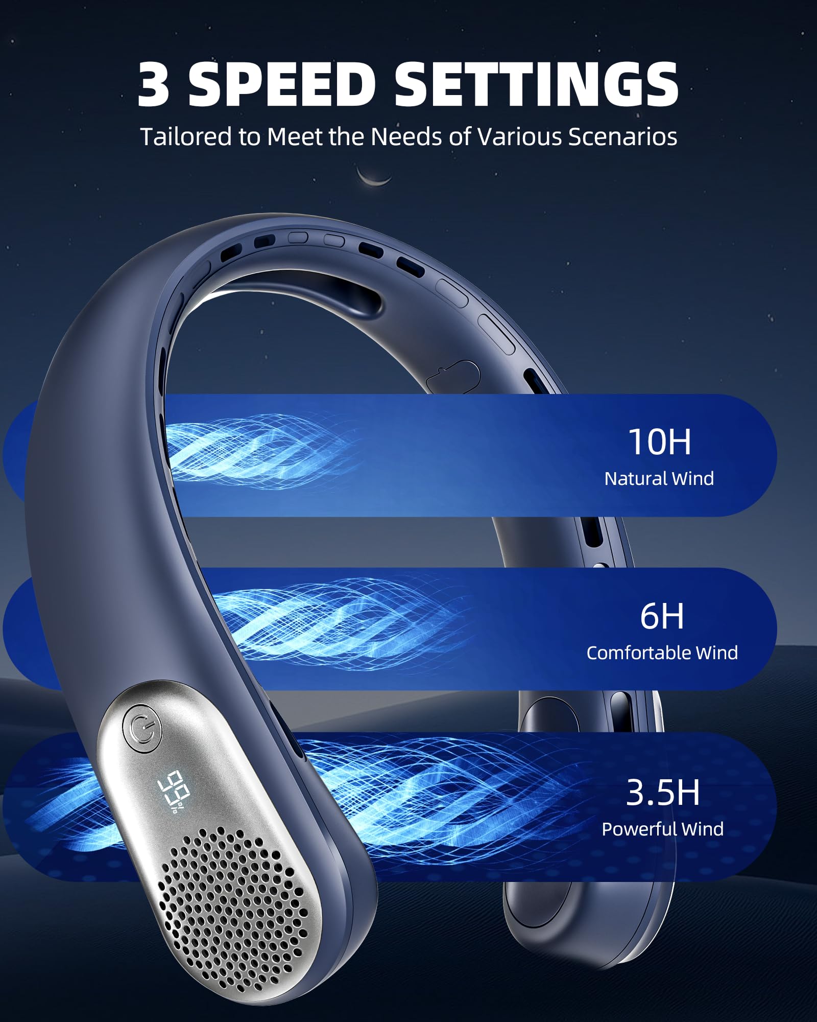 Meonov neck fan adjustable neckband for a comfortable, secure fit.