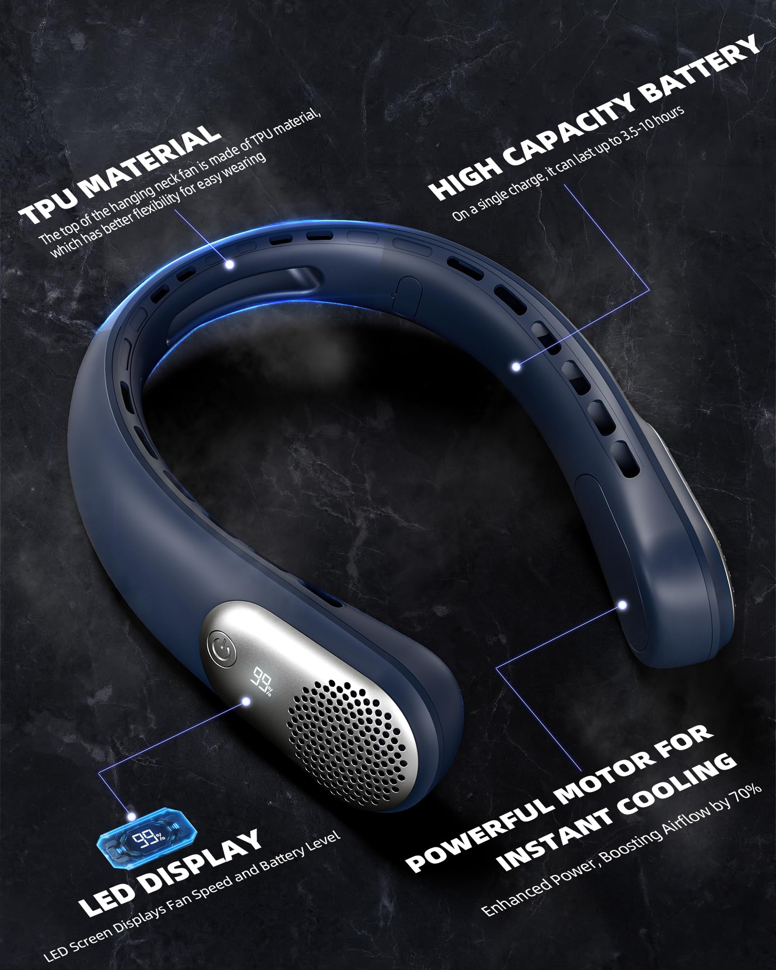 Meonov neck fan portable and gift-ready for travel, work, or outdoor activities.