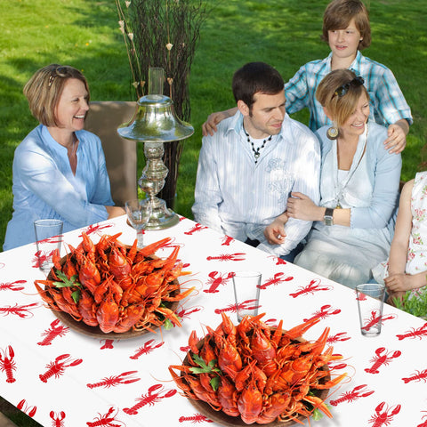 Mepase outdoor seafood party table cover on a garden setup