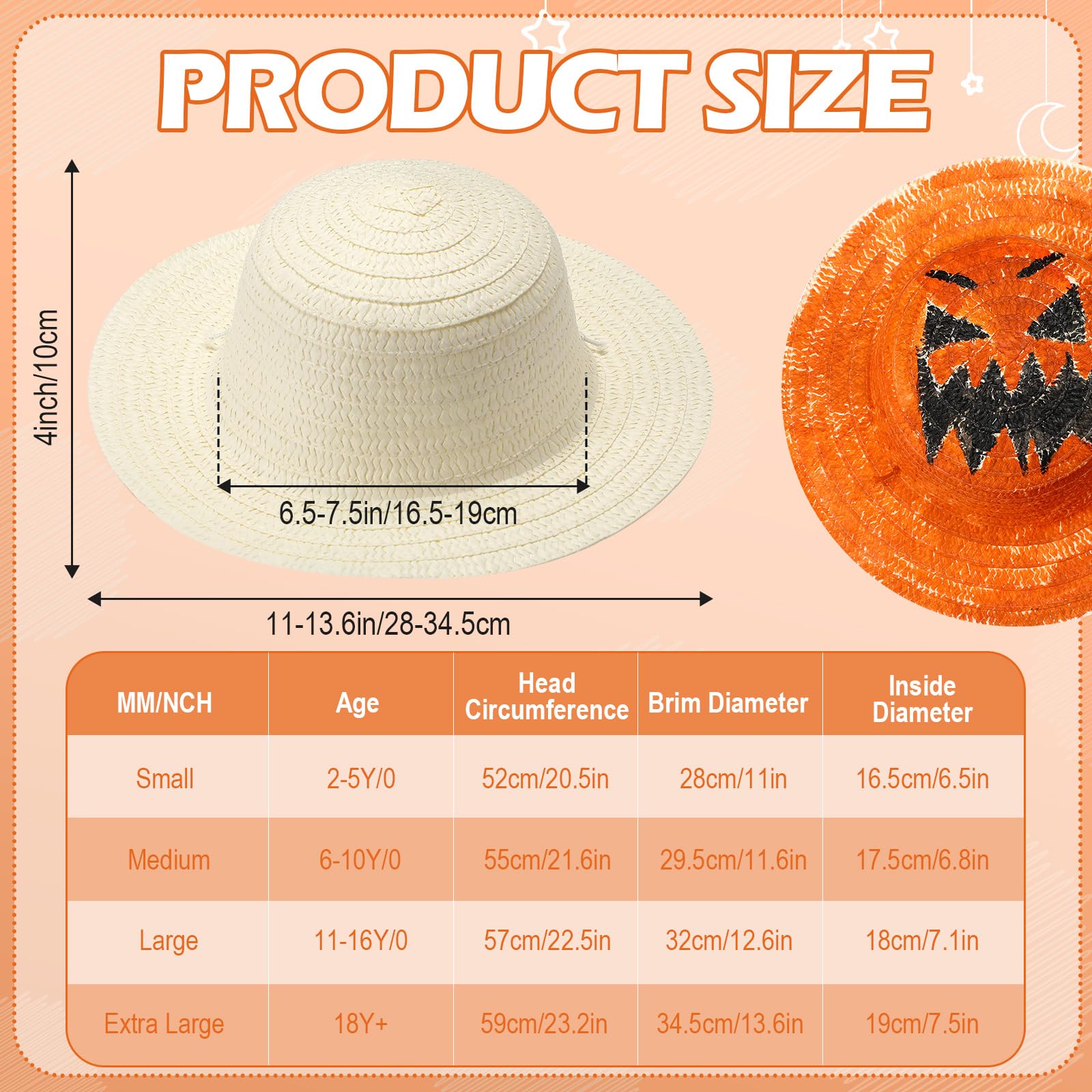 Mepase straw hat with 28 cm diameter for larger DIY designs