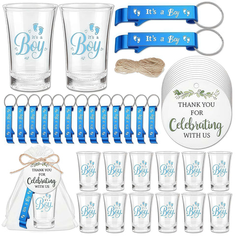 MEPIG it's a boy shot glasses for baby shower keepsakes and guest favors.