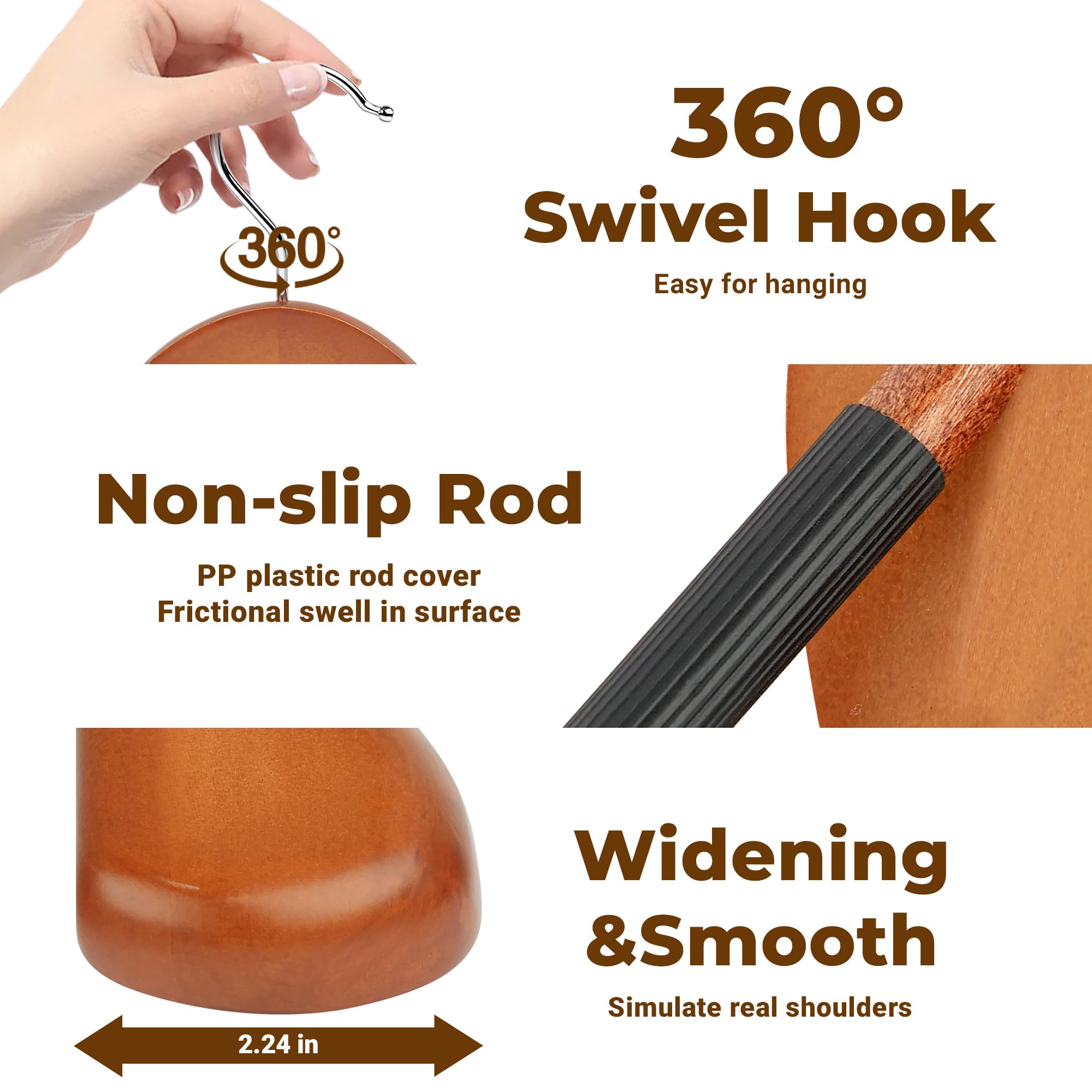MEQUTION anti-rust swivel hook offers easy access from any angle.
