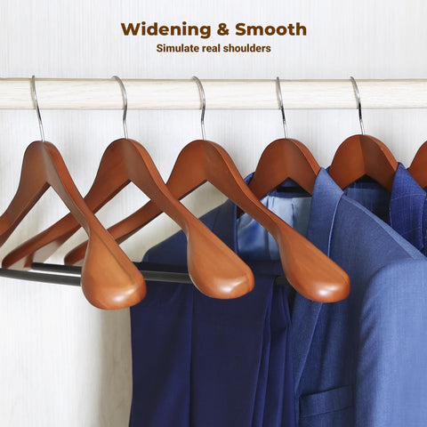 MEQUTION wooden hangers for skirts and shirts with secure grip.