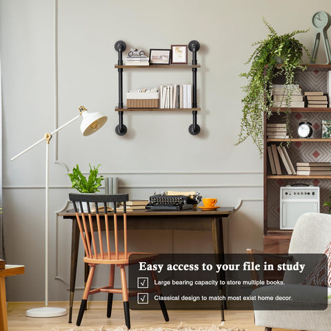 Merapi wall shelves installation guide shown for quick DIY mounting.