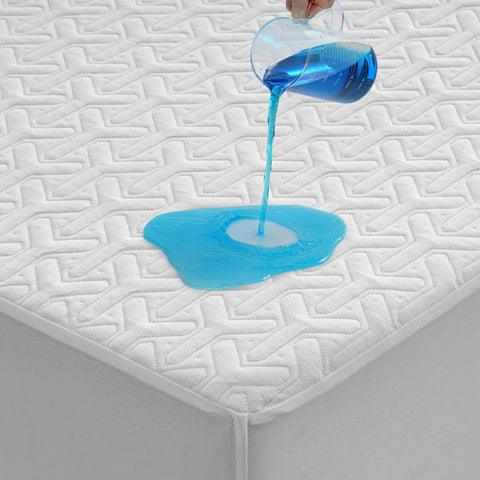 MERITLIFE premium waterproof queen mattress protector top view provides spill defense