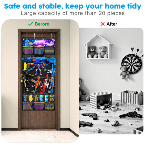 Merjrod easy-hang hooks enable tool-free installation on doors.