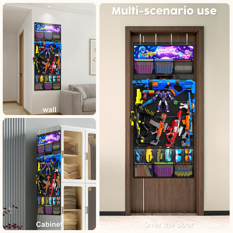 Merjrod roll Velcro system allows quick space customization for toy storage.