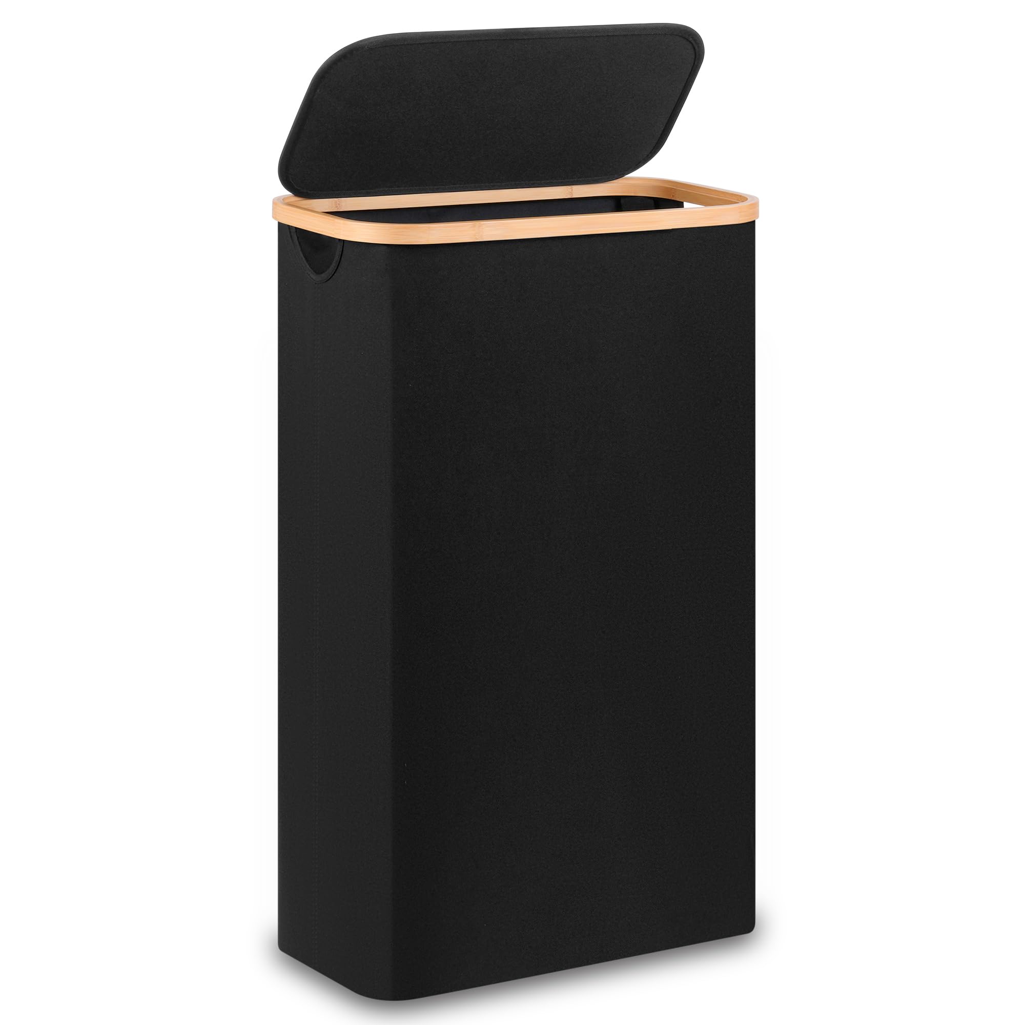 Merkisa 60L slim laundry hamper folded for compact under-bed storage