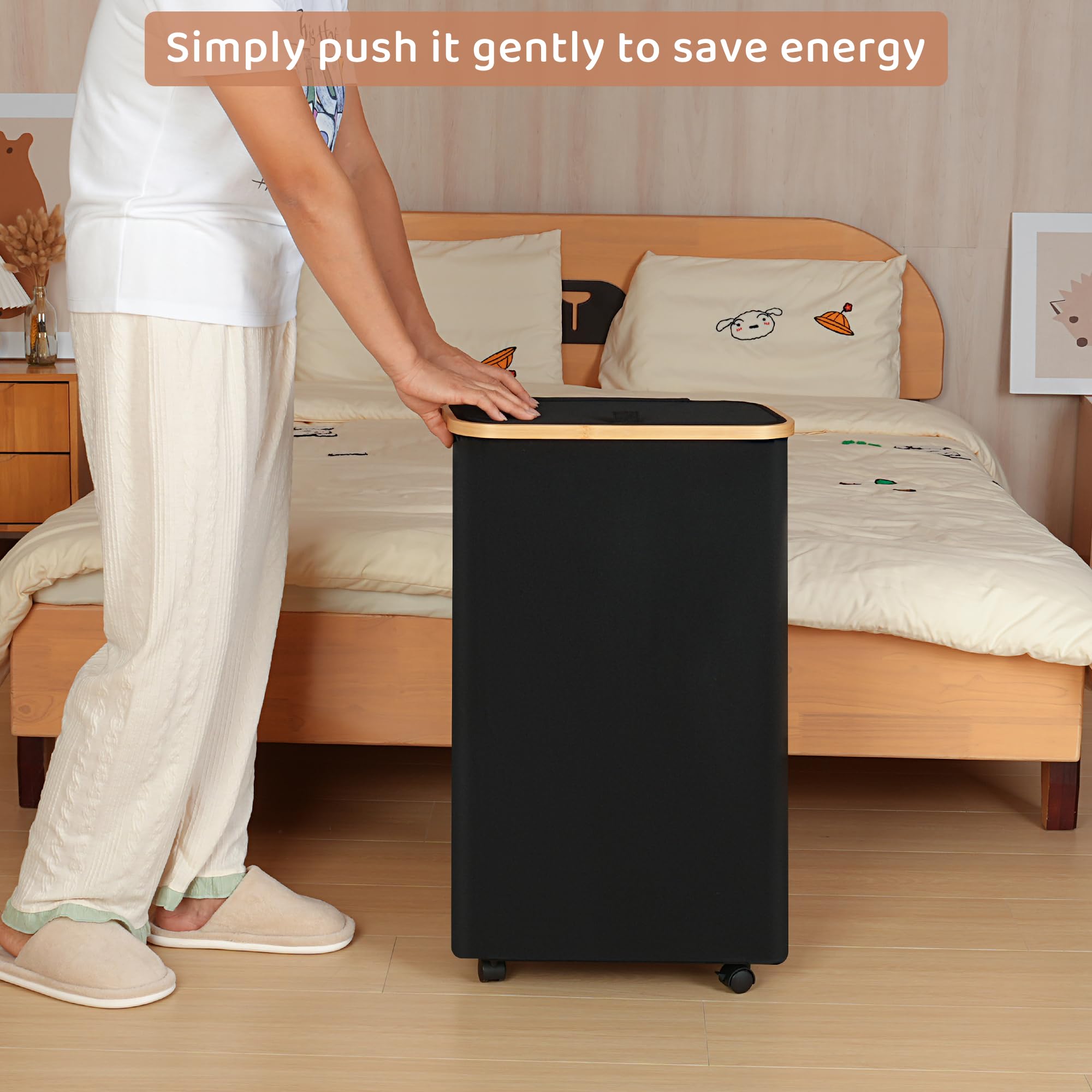 Merkisa basket with lid and bamboo handles for odor control and easy carry.
