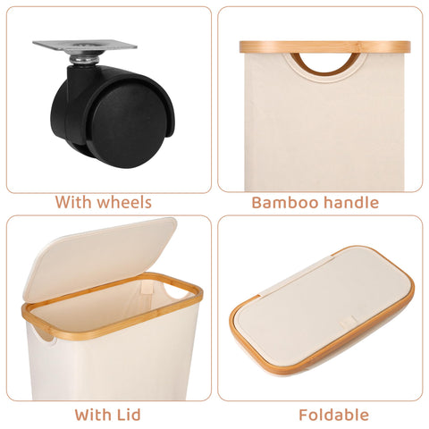 Merkisa narrow laundry hamper in dorm setup, ideal for compact storage.