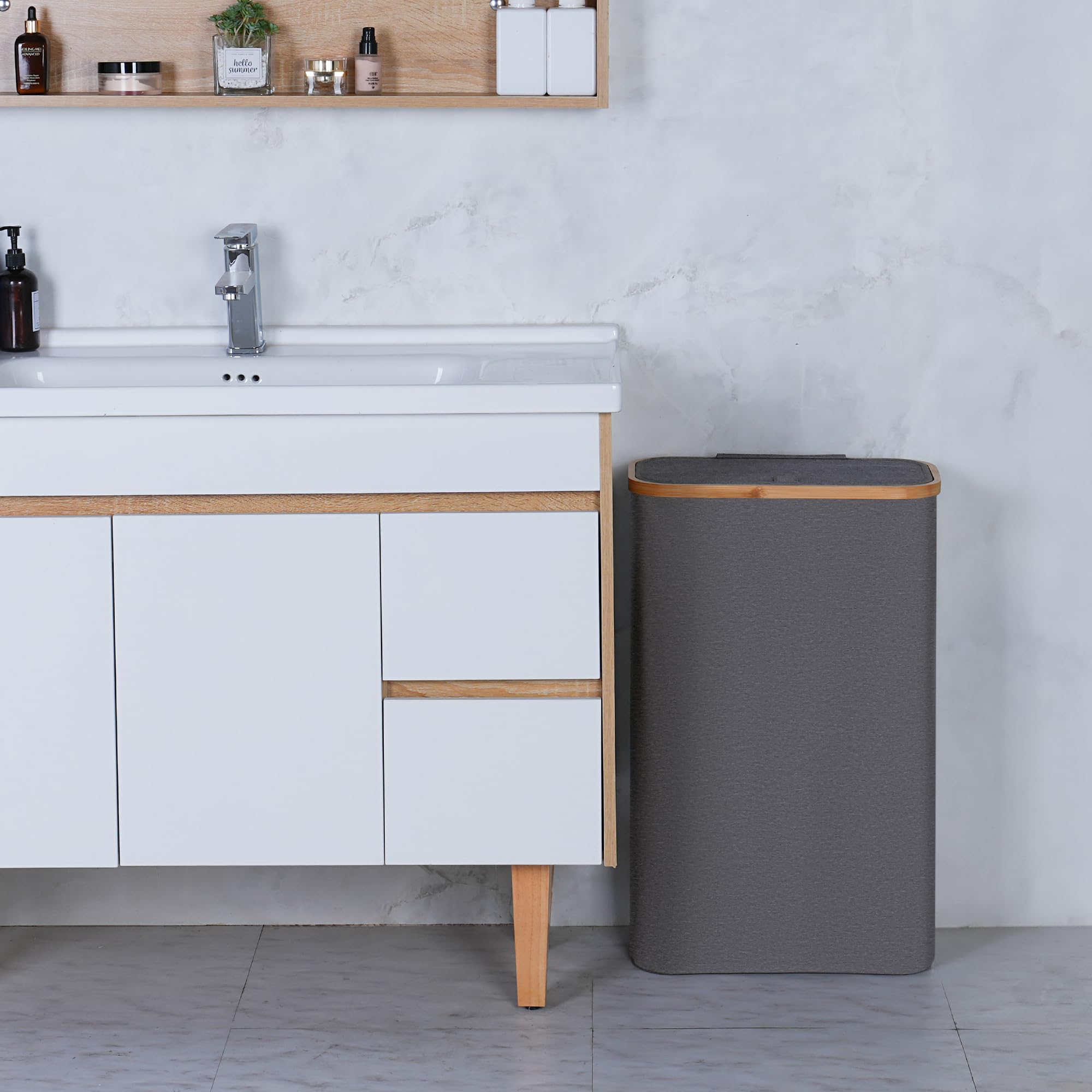 Merkisa Slim Laundry Basket folded flat saves space under the bed