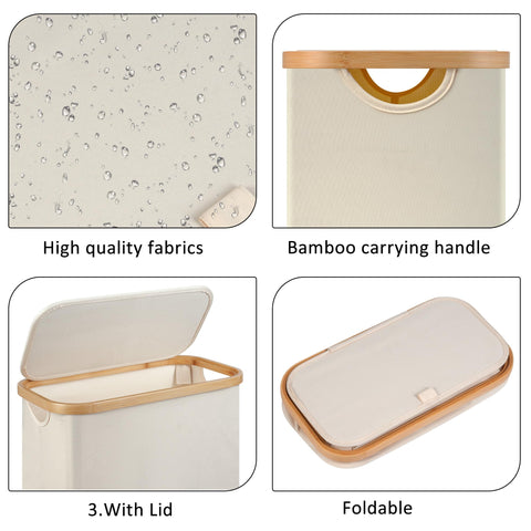 Merkisa Slim Laundry Hamper narrow side profile highlights slim footprint for dorm storage.