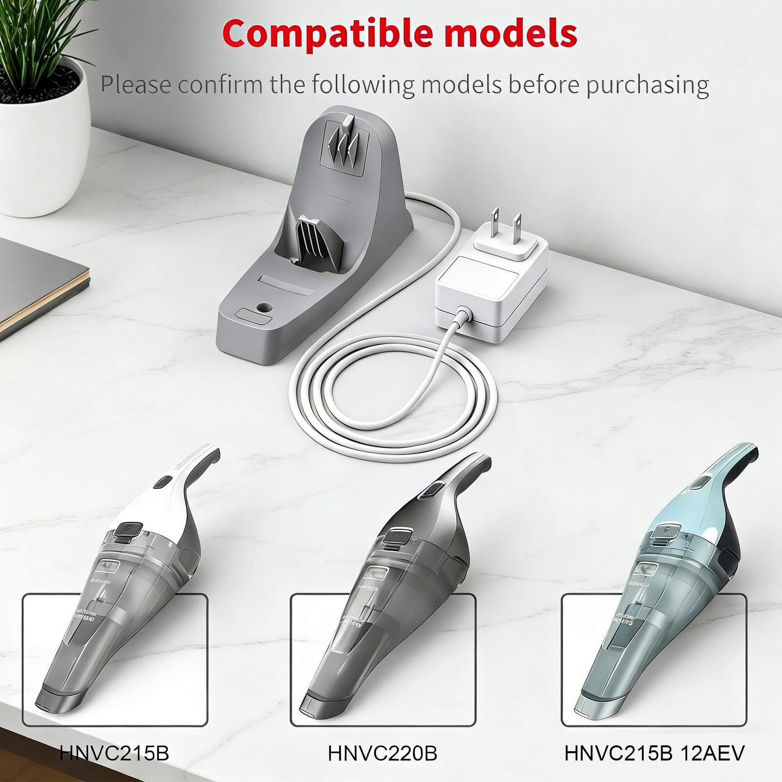 MEROM Dusbuster charging base compatible with HNVC215B and HNVC220B.