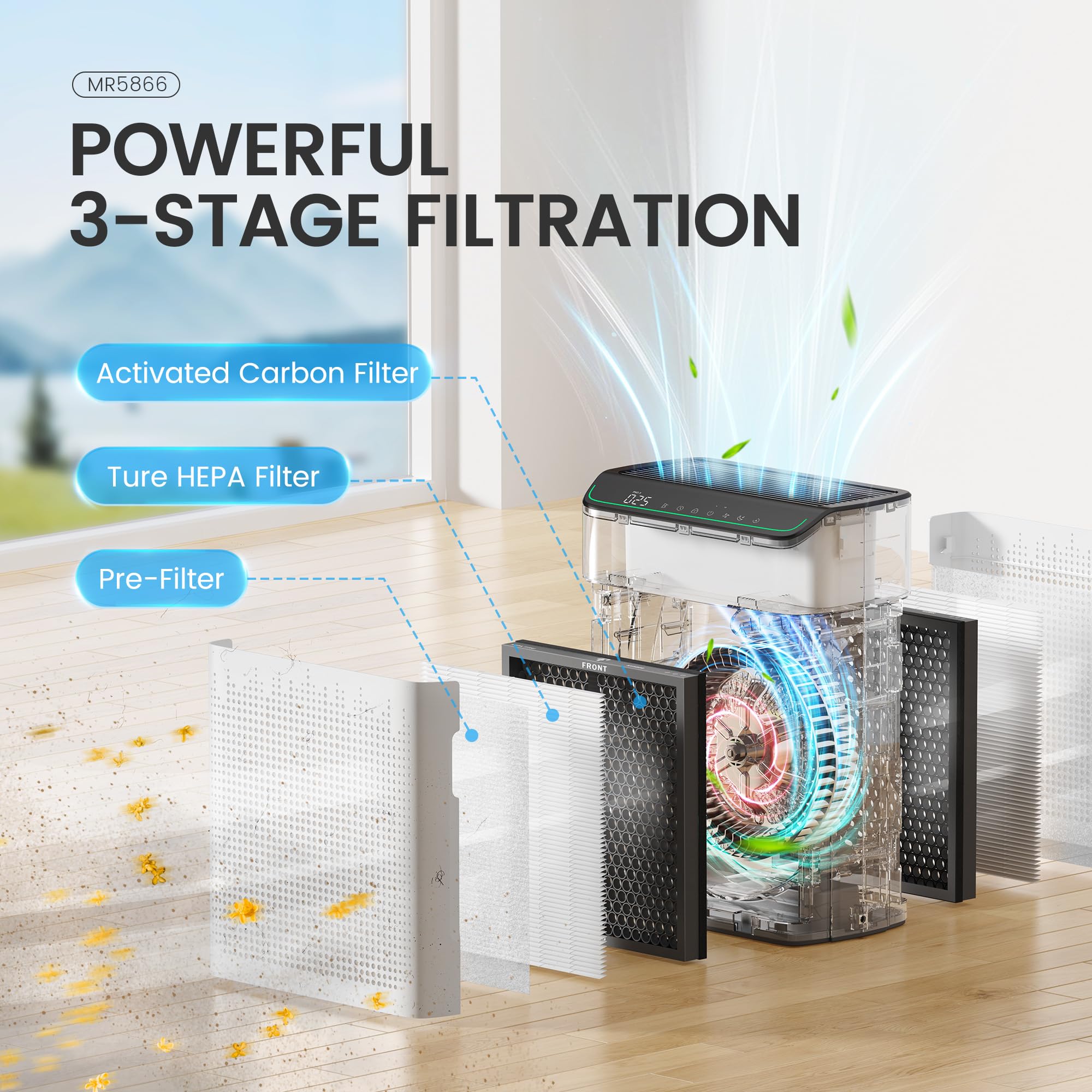 MERONTE MR5866 200 CFM performance for rapid air refresh in busy living areas.