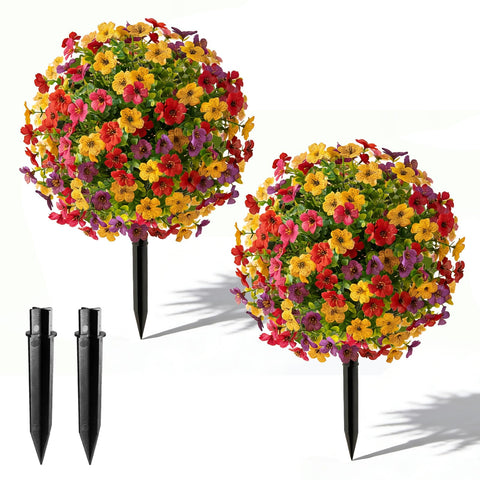 MERRI GLOW violet topiary with stake ready for outdoor display