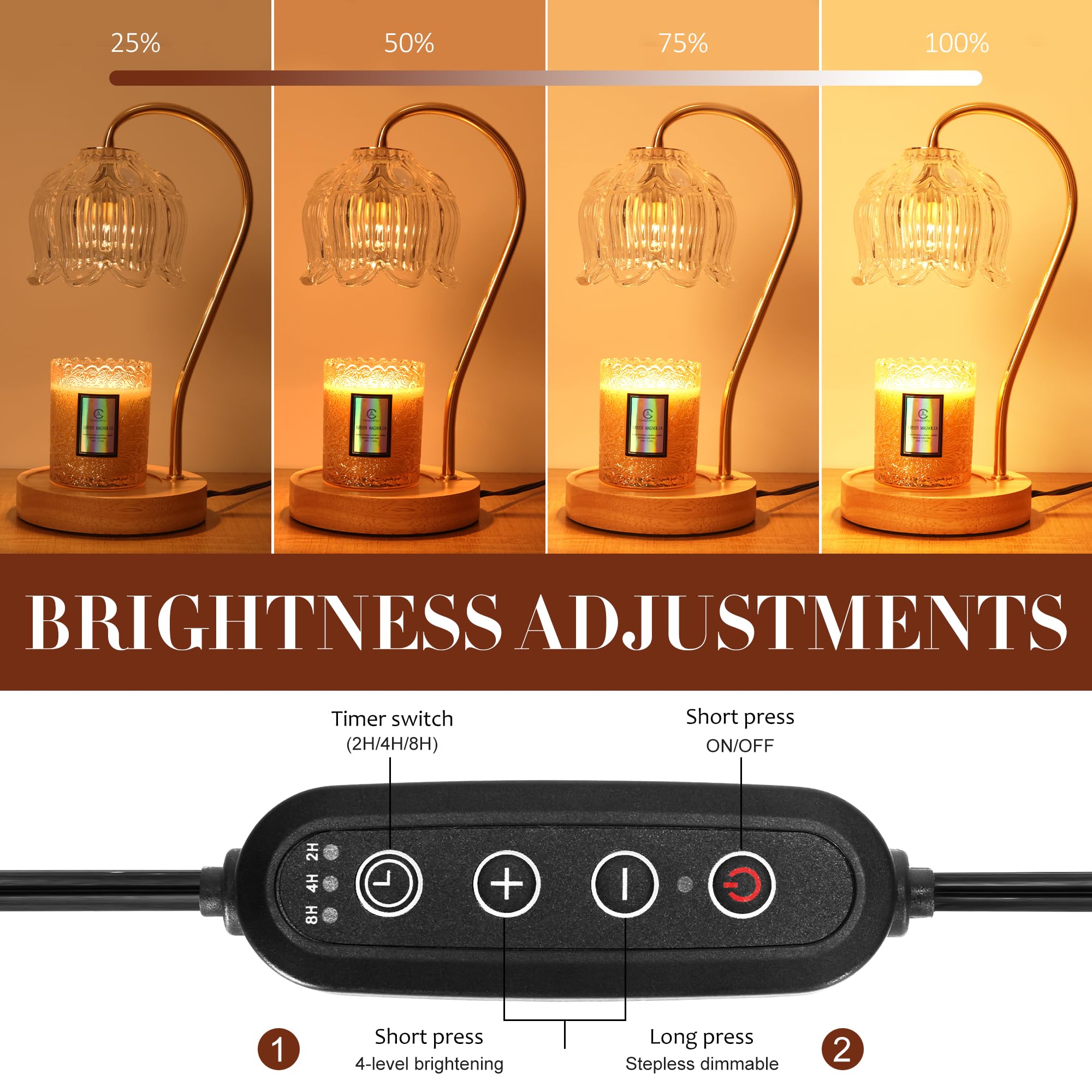 Merrtody timer control display with 2H/4H/8H options for easy planning.