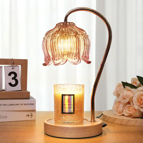 Merrtody flower warmer base adds warm wood tones to living spaces.