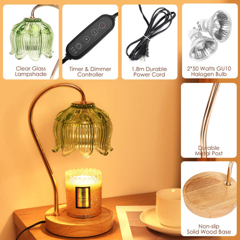 Merrtody Flower Warmer Lamp dimmer settings enable customizable aroma diffusion.