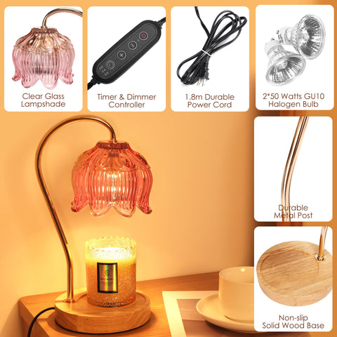 Merrtody flower warmer shade highlights a stylish gold accent.