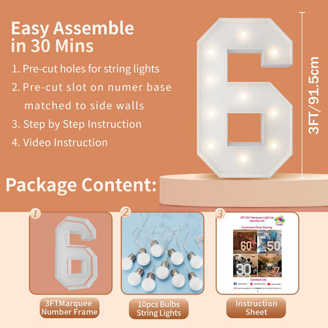 Merry Mosaics 3FT light-up number 6 balloon decoration complements party decor