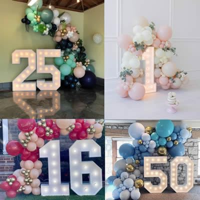 Merry Mosaics 3FT light-up number 6 graduation decor enhances photo backdrop