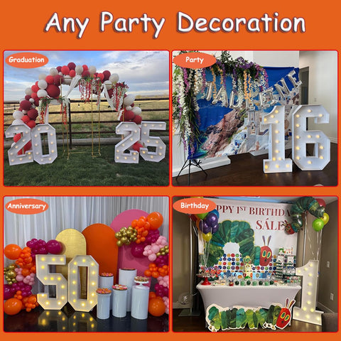 Merry Mosaics 3FT light-up number 6 wedding setup creates elegant focal point