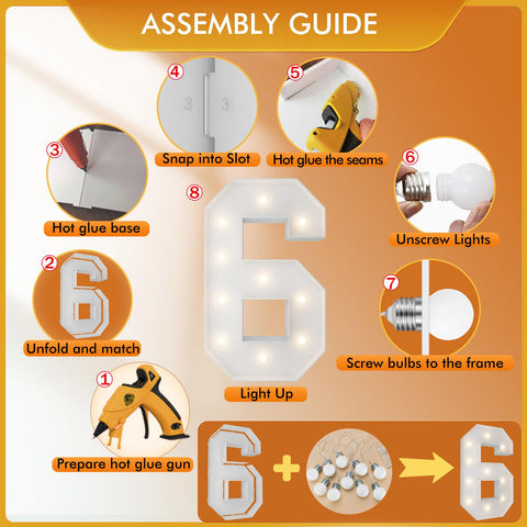 Merry Mosaics 3FT light-up number 6 with battery lights for safe illumination
