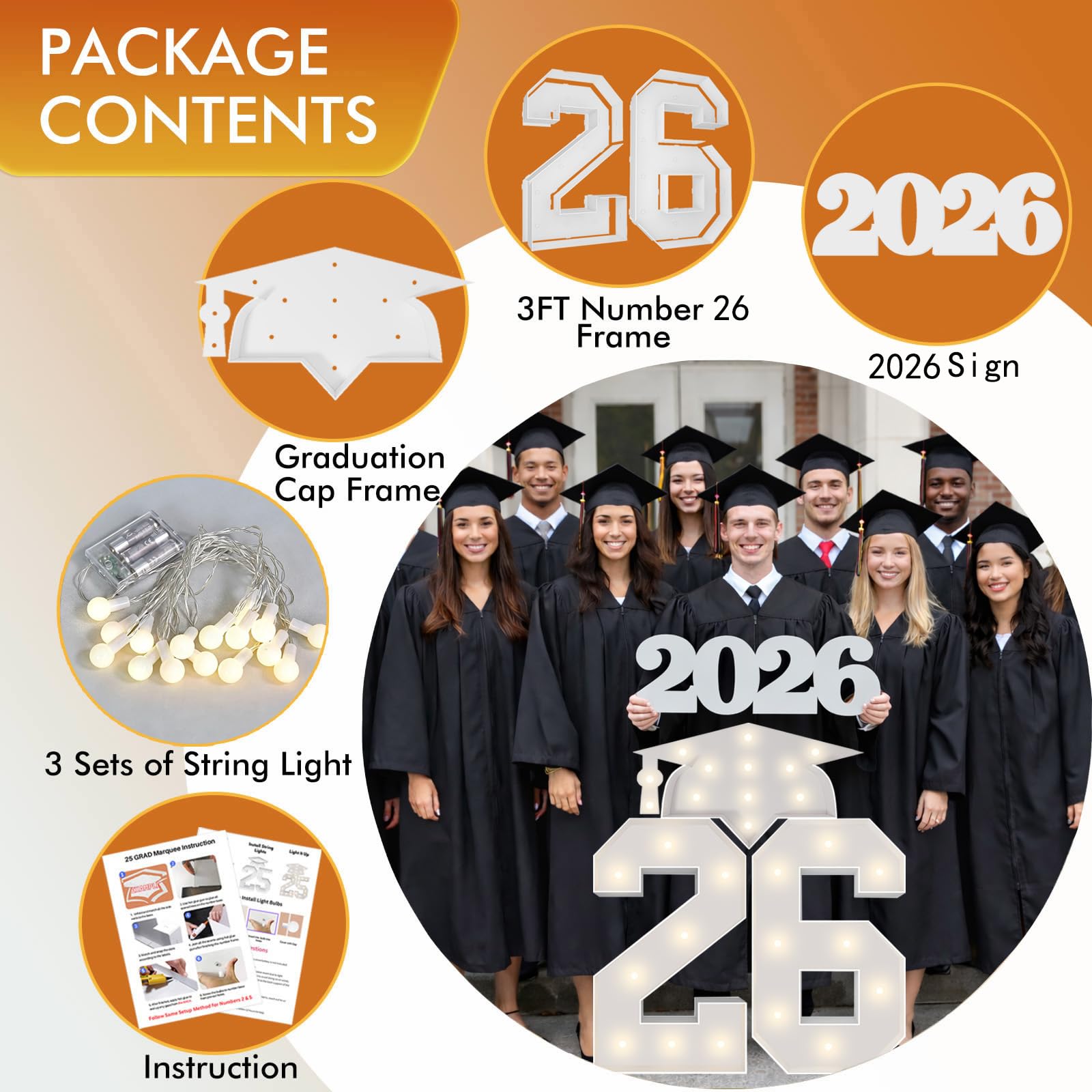 Merry Mosaics graduation cap and 2026 sign set for photos
