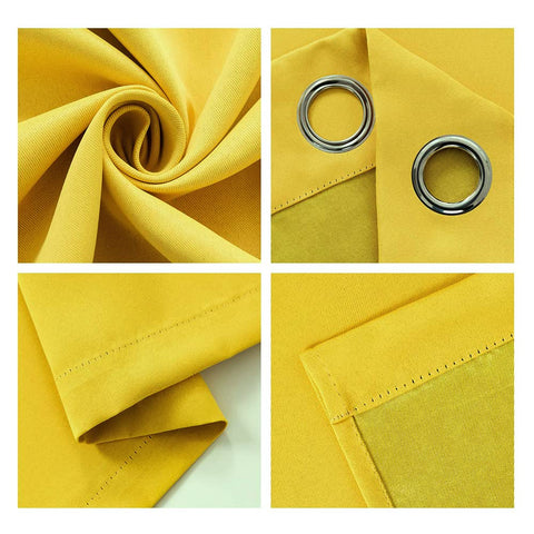 MERRYLIFE yellow blackout curtain in a serene bedroom scene for restful sleep