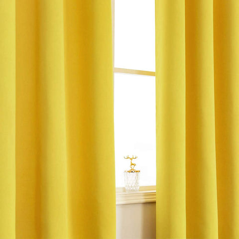 MERRYLIFE yellow blackout curtain on a sunlit window with light control