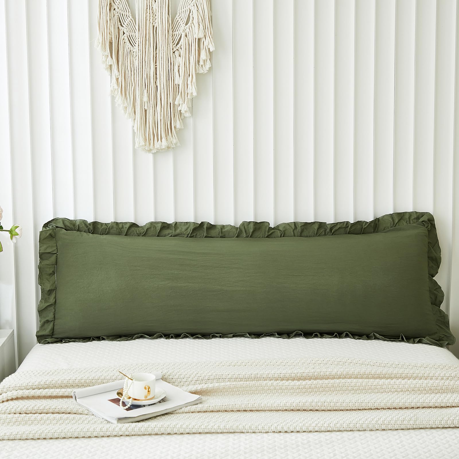 Merryword ruffled fringe detail highlights shabby chic style on sofa or bed.