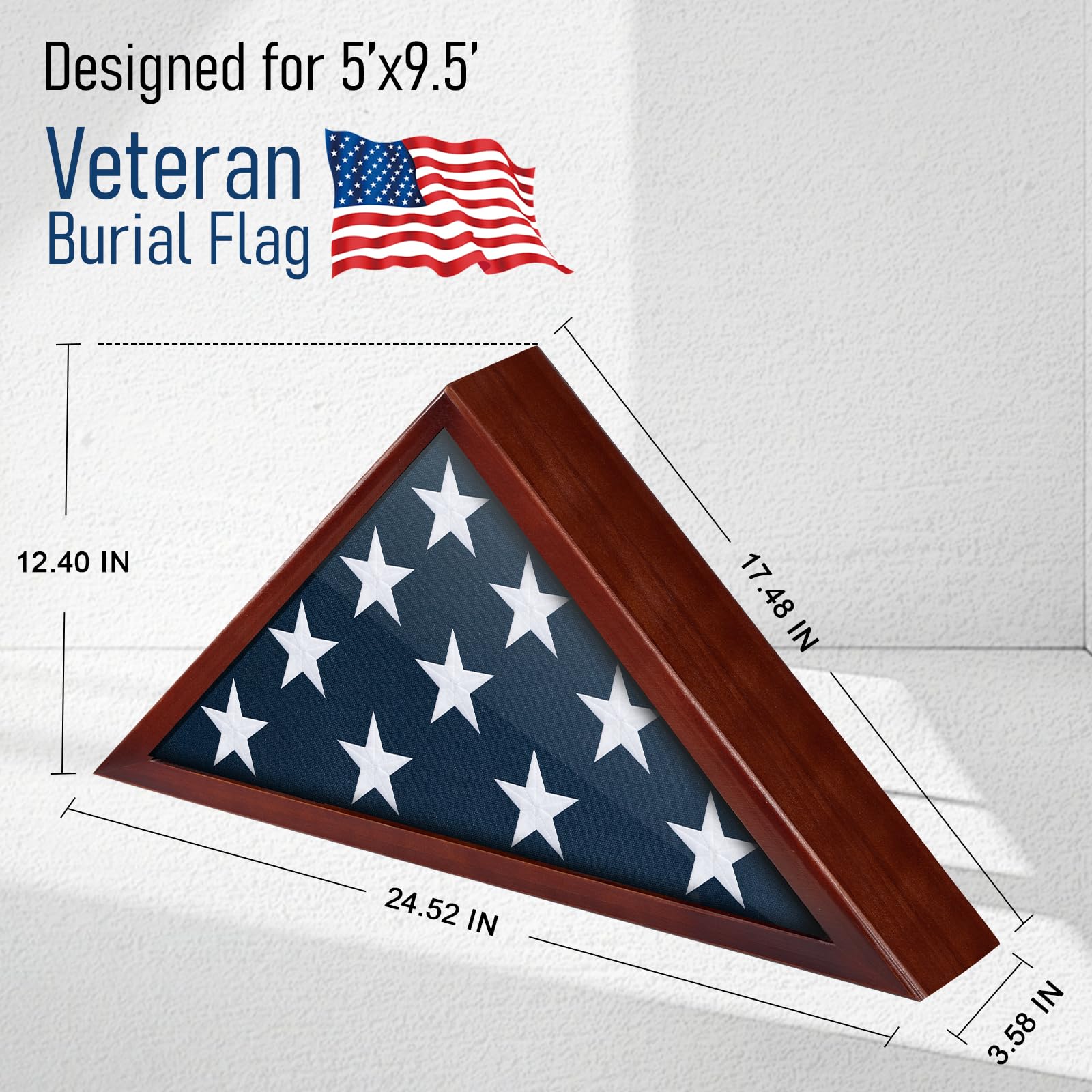 Meryndou flag case with triangular elevated design for modern display appeal