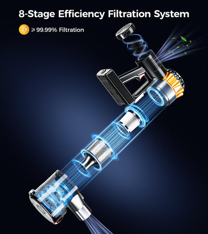 Meskos 8-in-1 attachments reach stairs, upholstery, and car interiors.