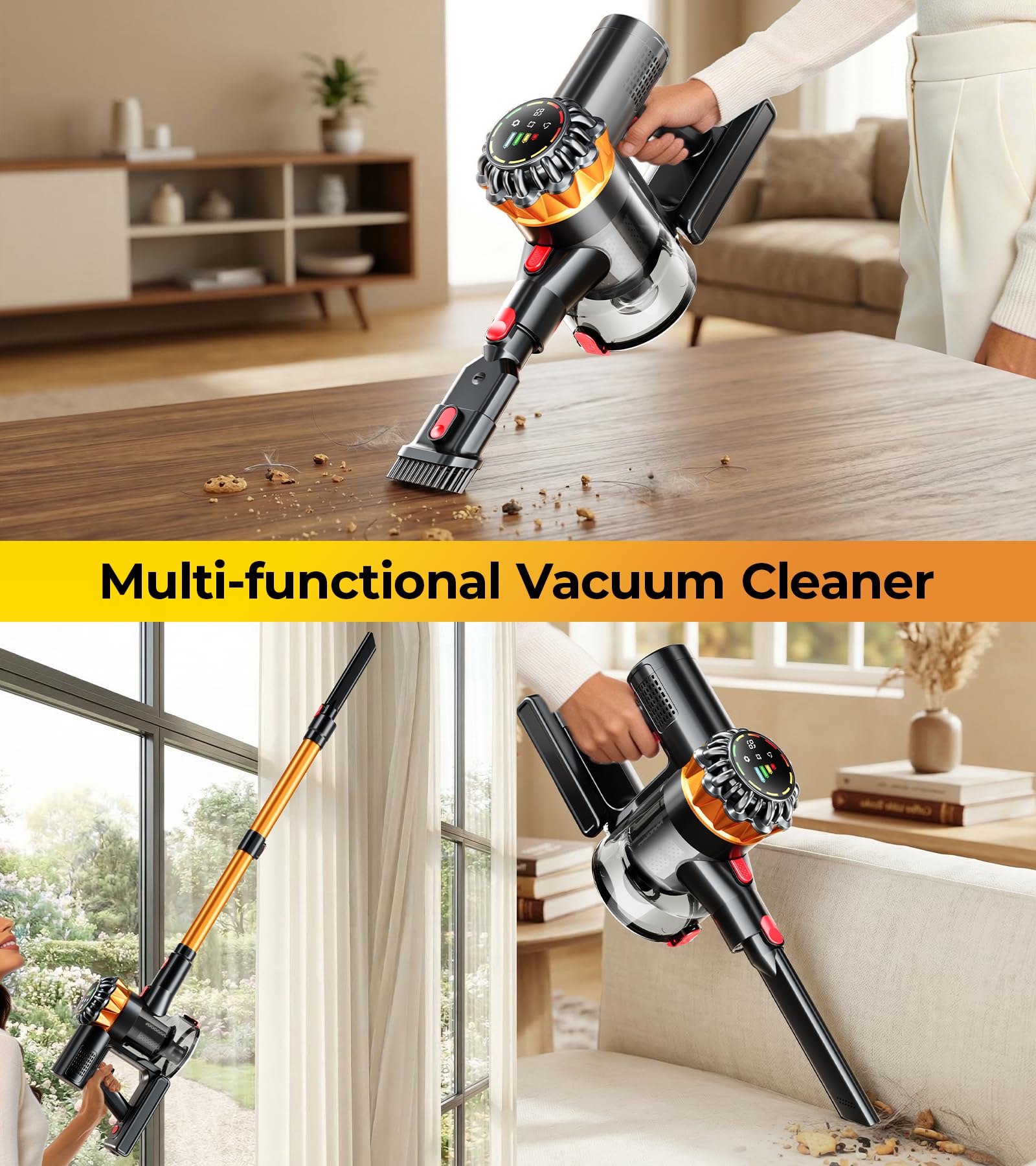 Meskos 1.6L dust cup minimizes frequent empties.