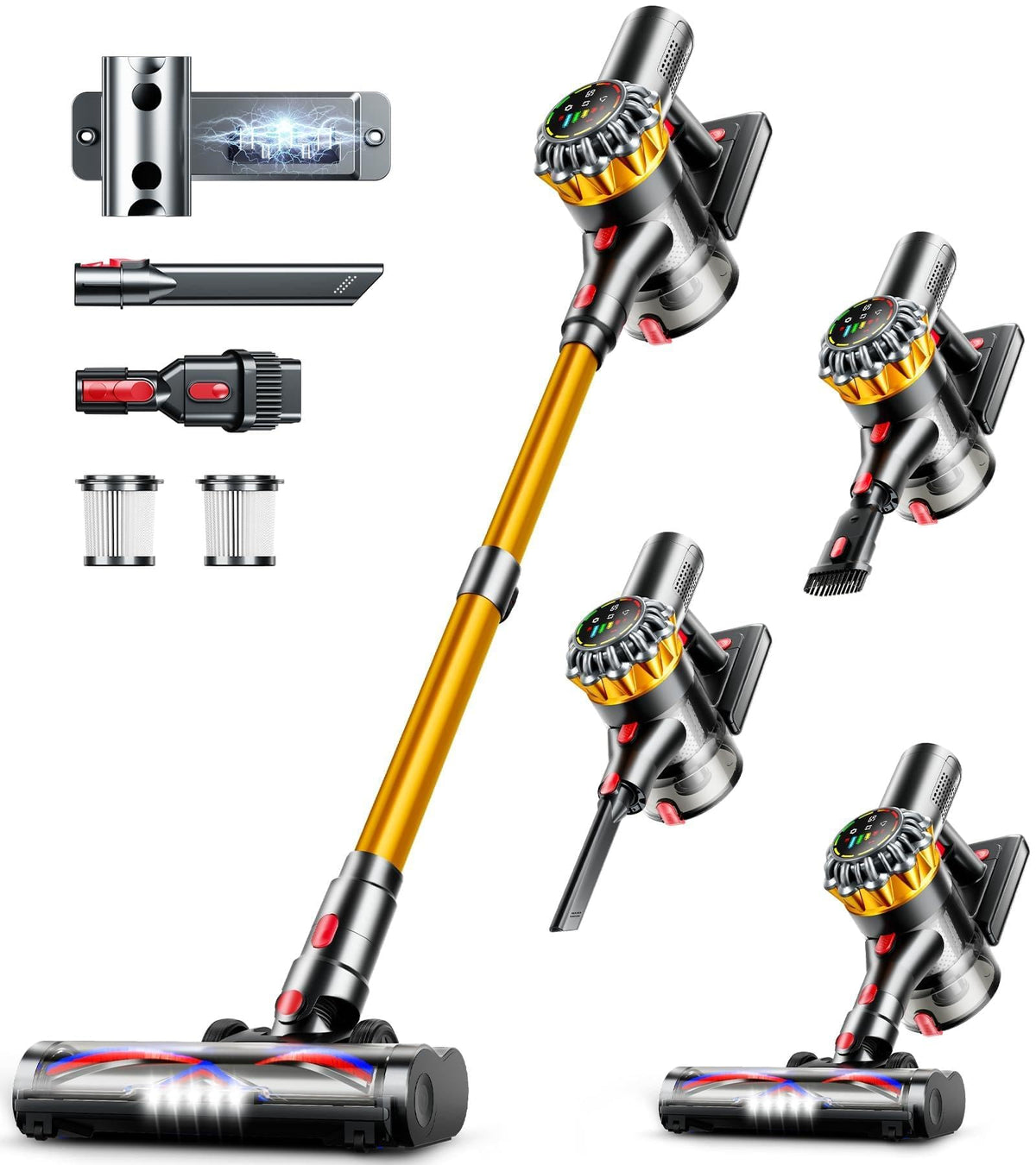 Meskos cordless vacuum cleaner shows strong suction power on carpets and hard floors.