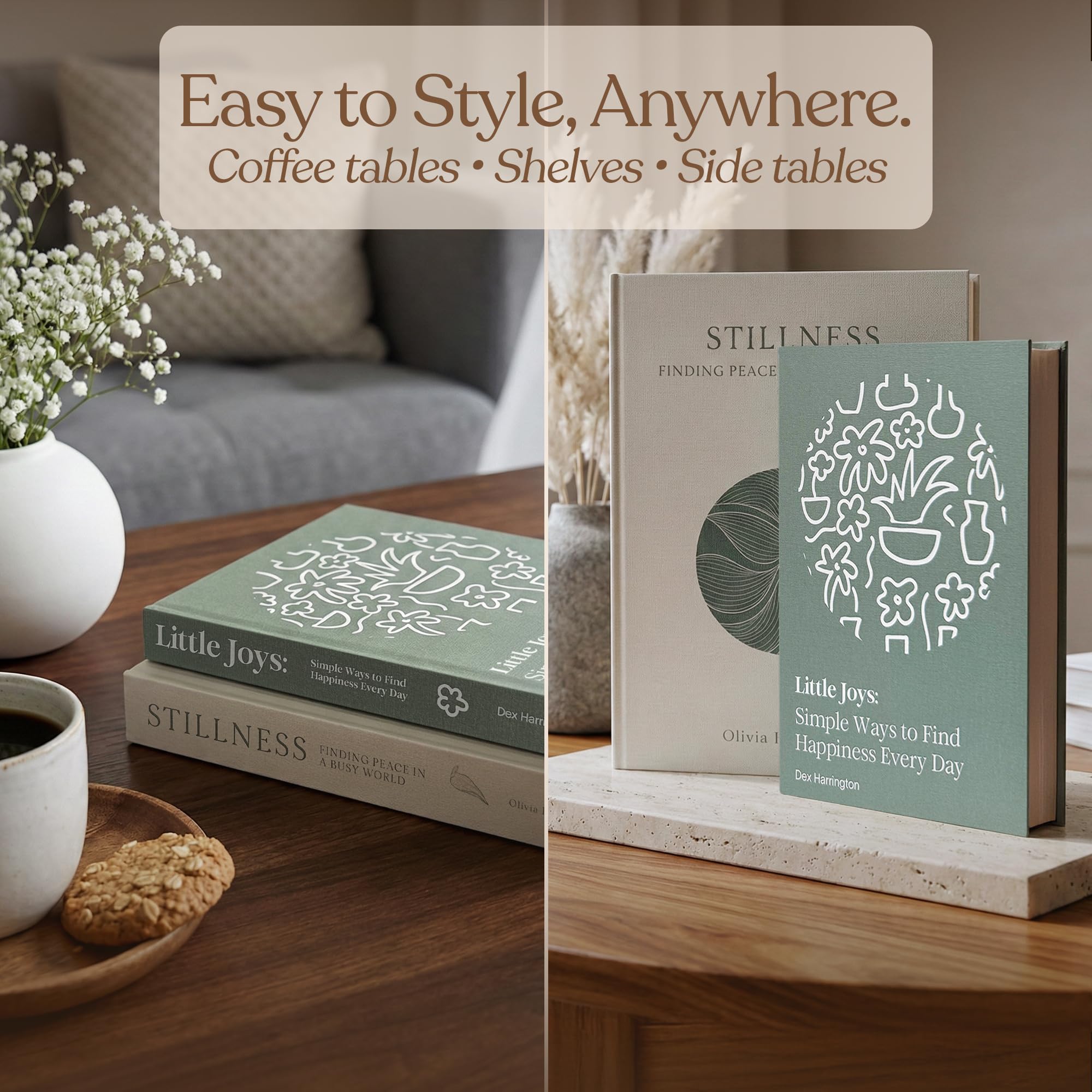 MESMOS mindfulness book set organized as coffee table display.