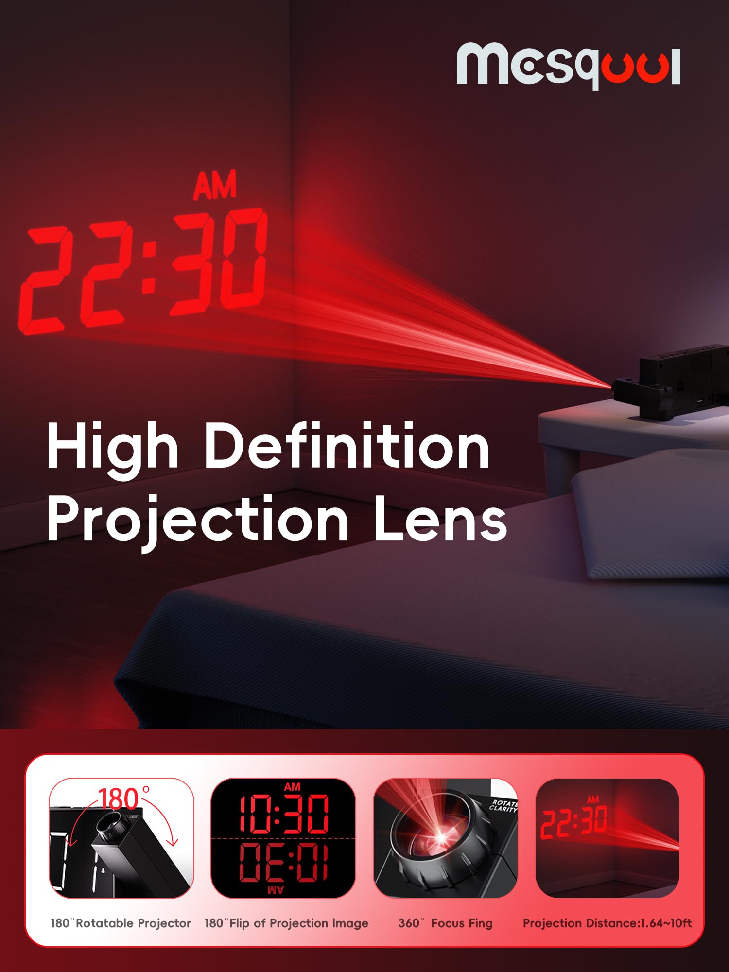 Mesqool adjustable alarm volume makes wake-up gentle or firm.